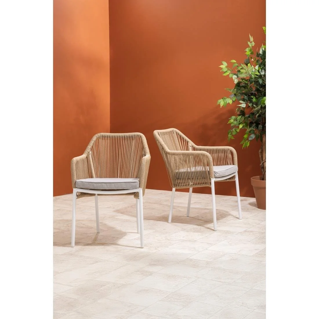 Bolero Bay PE Twist Rattan Outdoor Armchair Honey (2 Pack) - Image 8