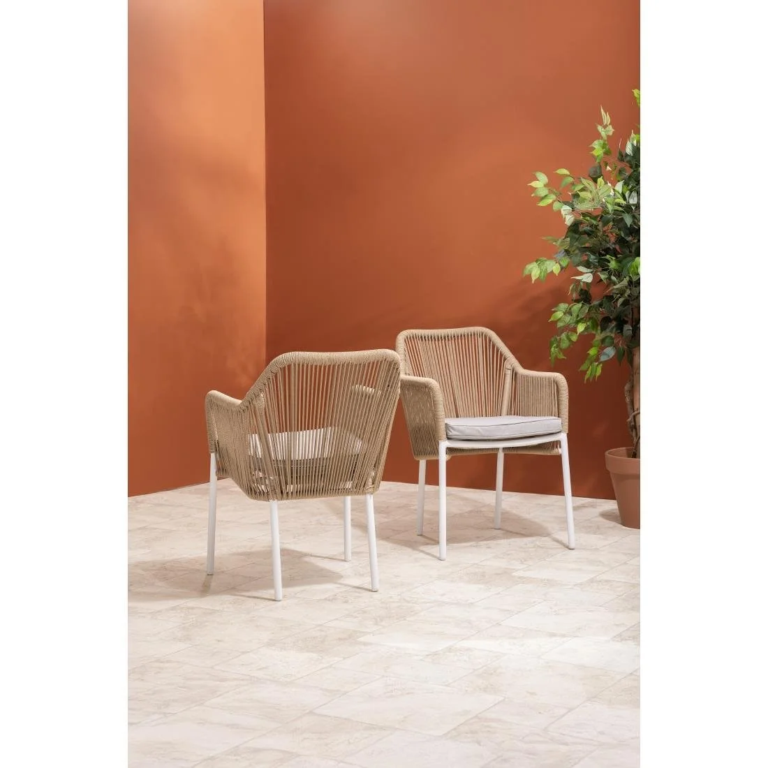 Bolero Bay PE Twist Rattan Outdoor Armchair Honey (2 Pack) - Image 9