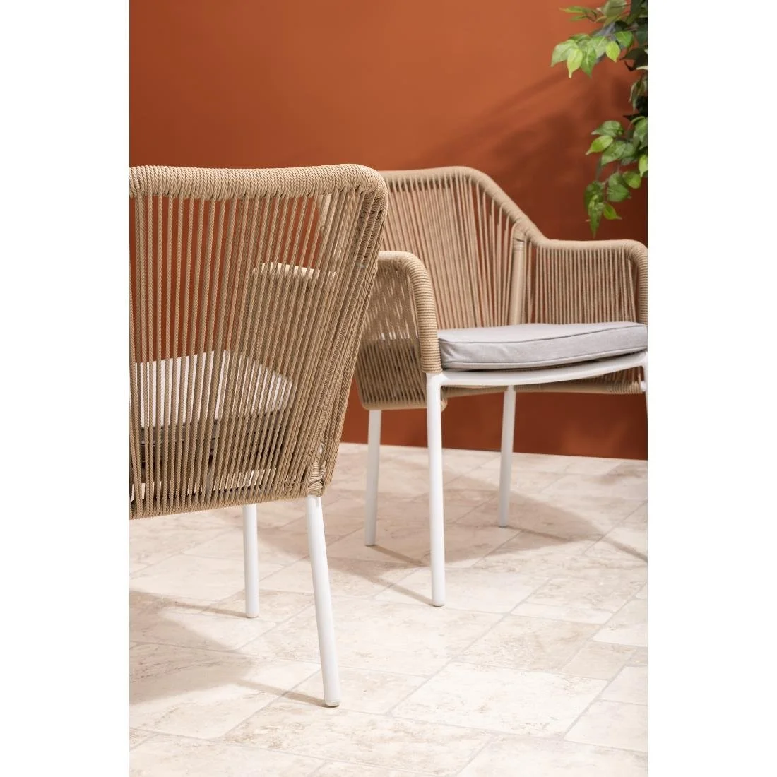 Bolero Bay PE Twist Rattan Outdoor Armchair Honey (2 Pack) - Image 10