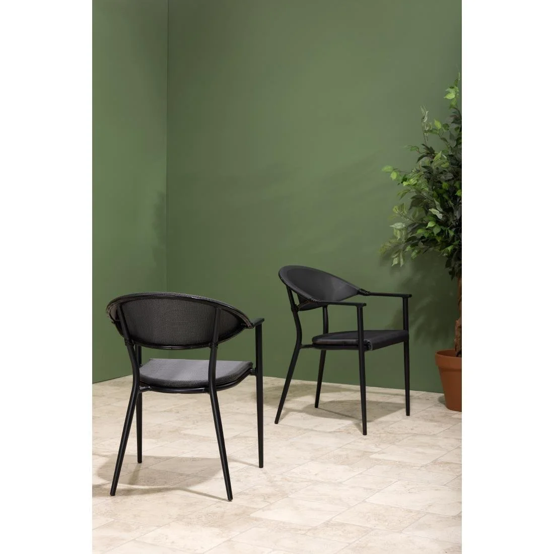 Bolero Santiago Outdoor Armchairs Black (4 Pack) - Image 7