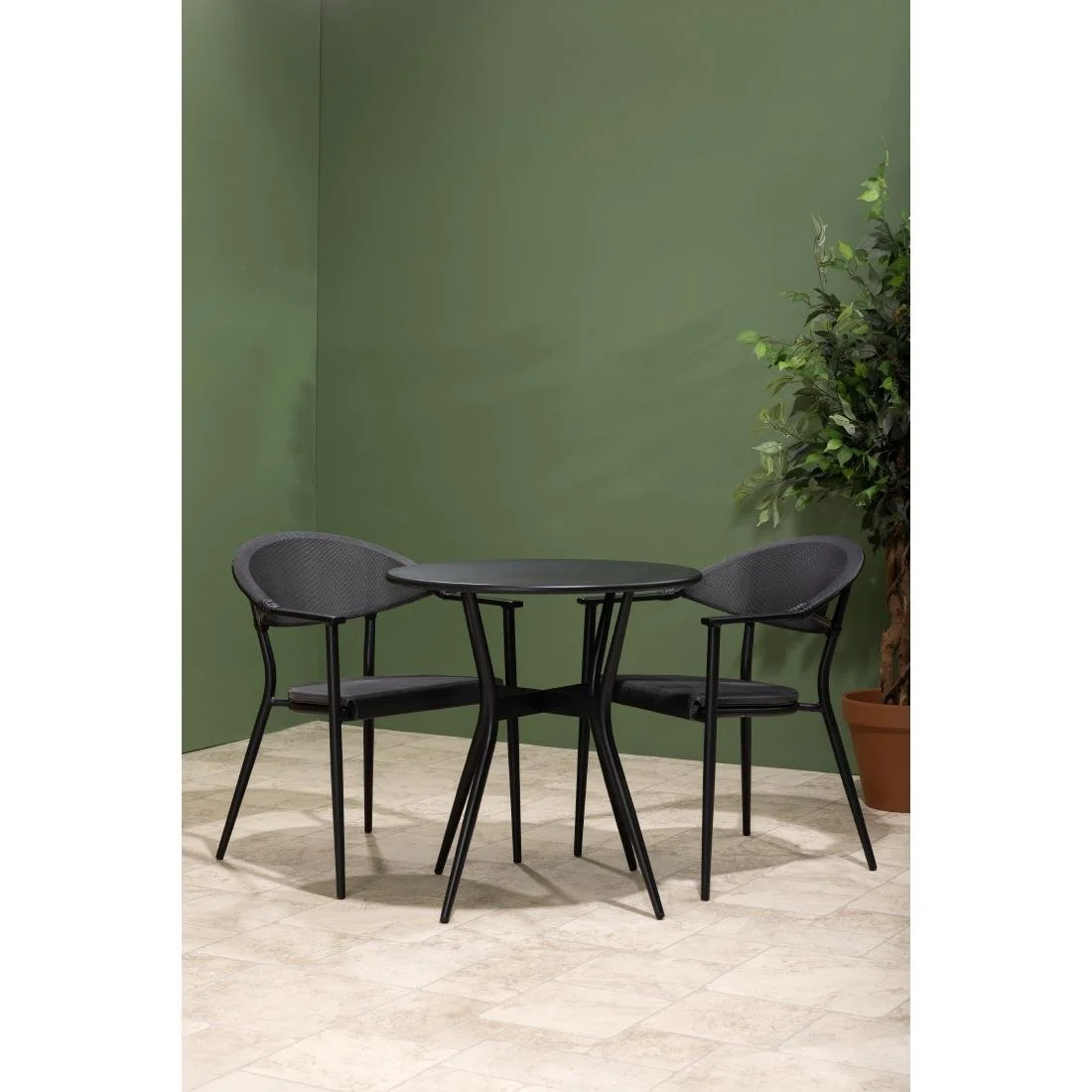 Bolero Santiago Outdoor Armchairs Black (4 Pack) - Image 9