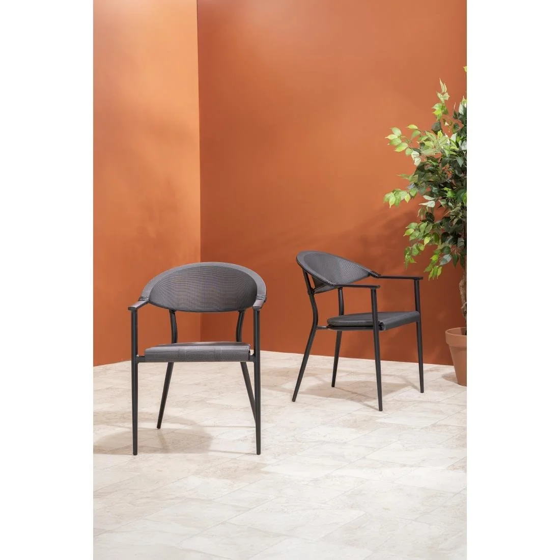 Bolero Santiago Outdoor Armchairs Black (4 Pack) - Image 10