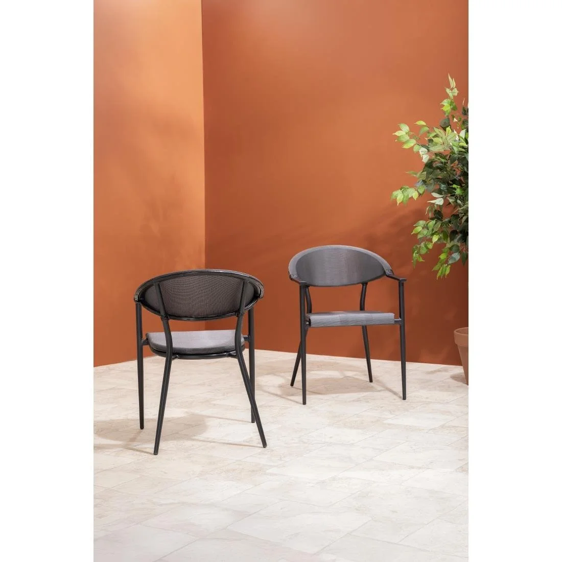 Bolero Santiago Outdoor Armchairs Black (4 Pack) - Image 11