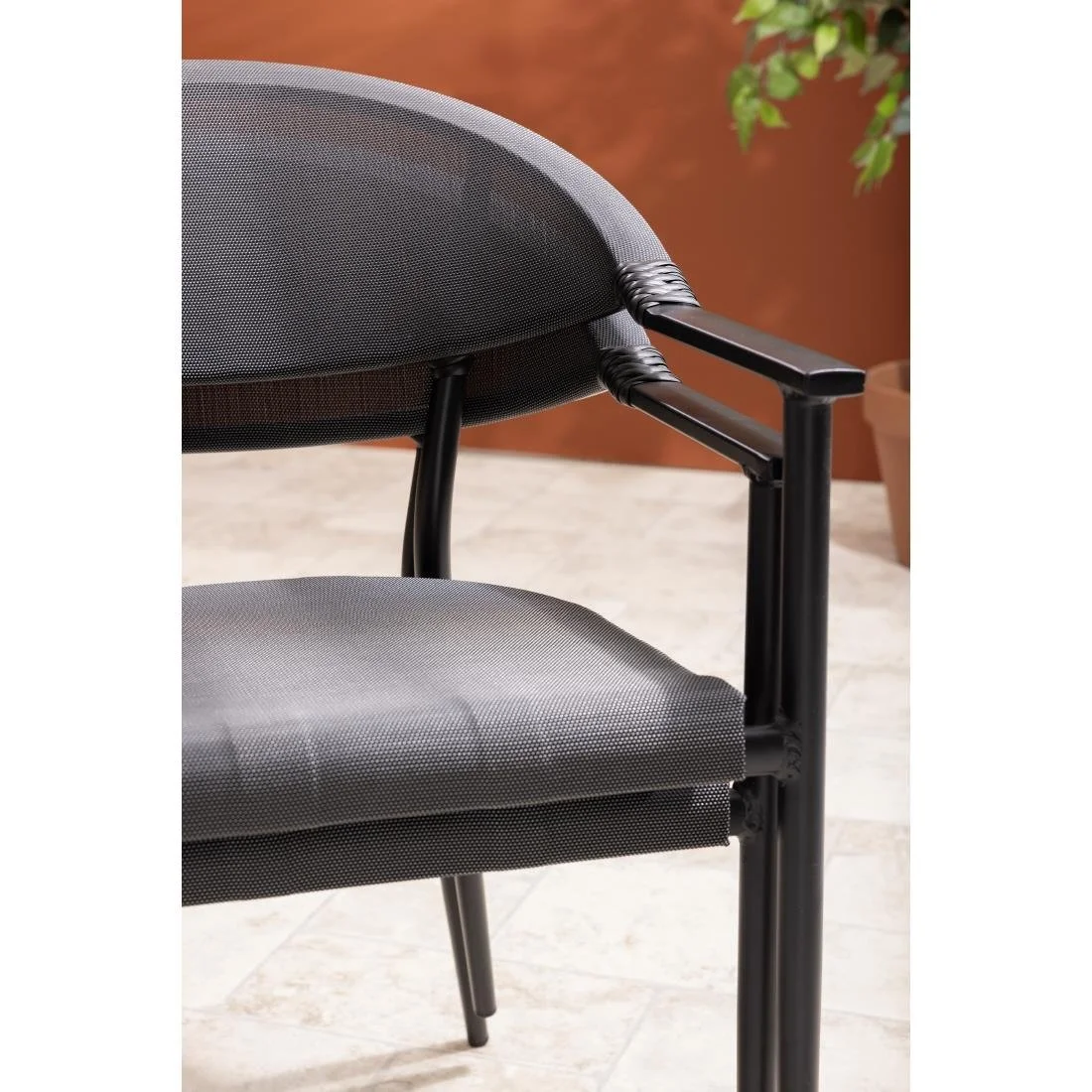 Bolero Santiago Outdoor Armchairs Black (4 Pack) - Image 12