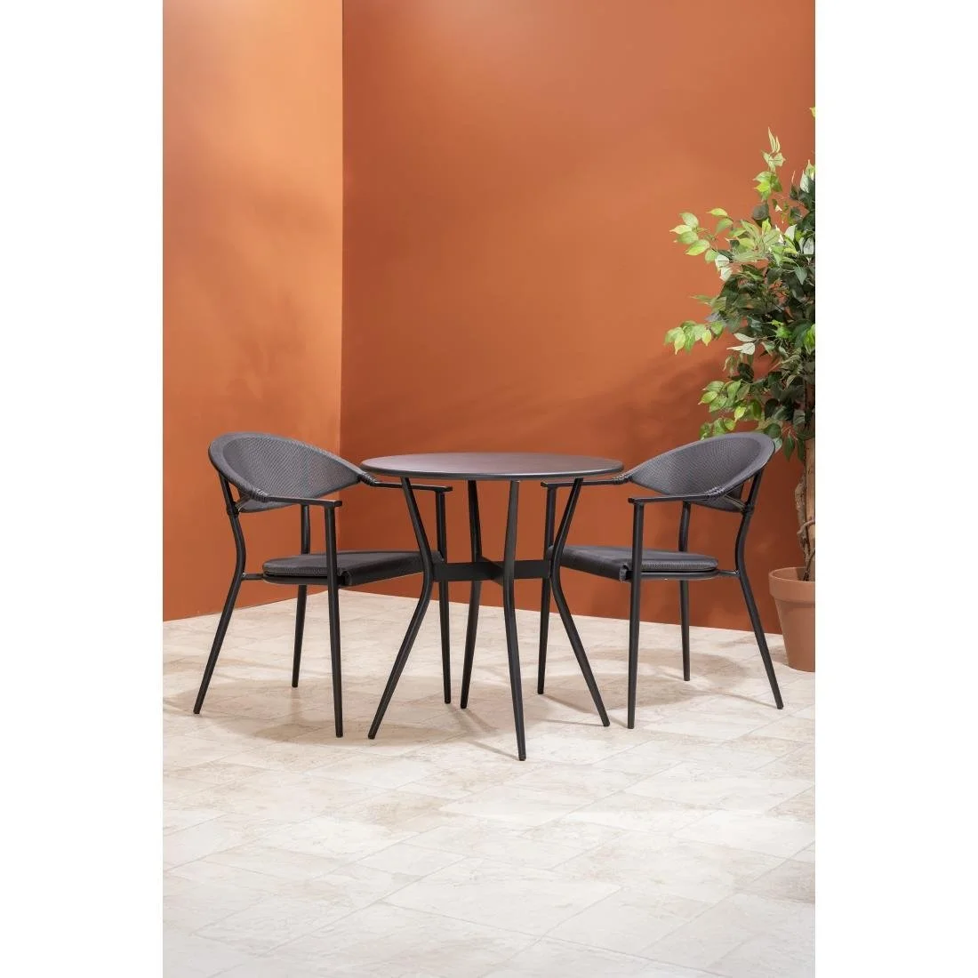 Bolero Santiago Outdoor Armchairs Black (4 Pack) - Image 13