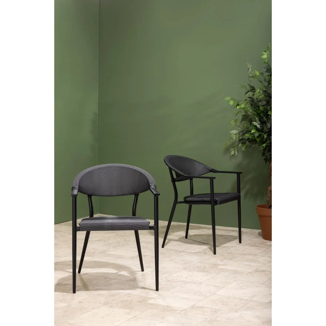 Bolero Santiago Outdoor Armchairs Black (4 Pack) - Image 14