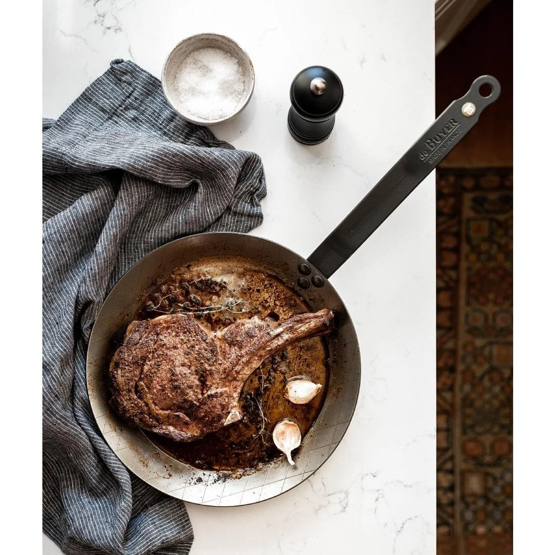 De Buyer Mineral B Steel Steak Frying Pan 24cm - Image 2