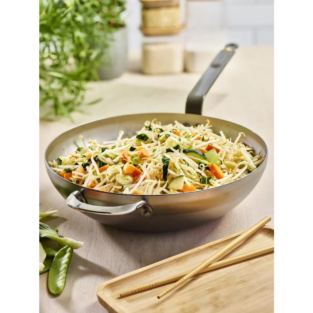De Buyer Mineral B Rounded Wok with Handle 32cm - Image 2
