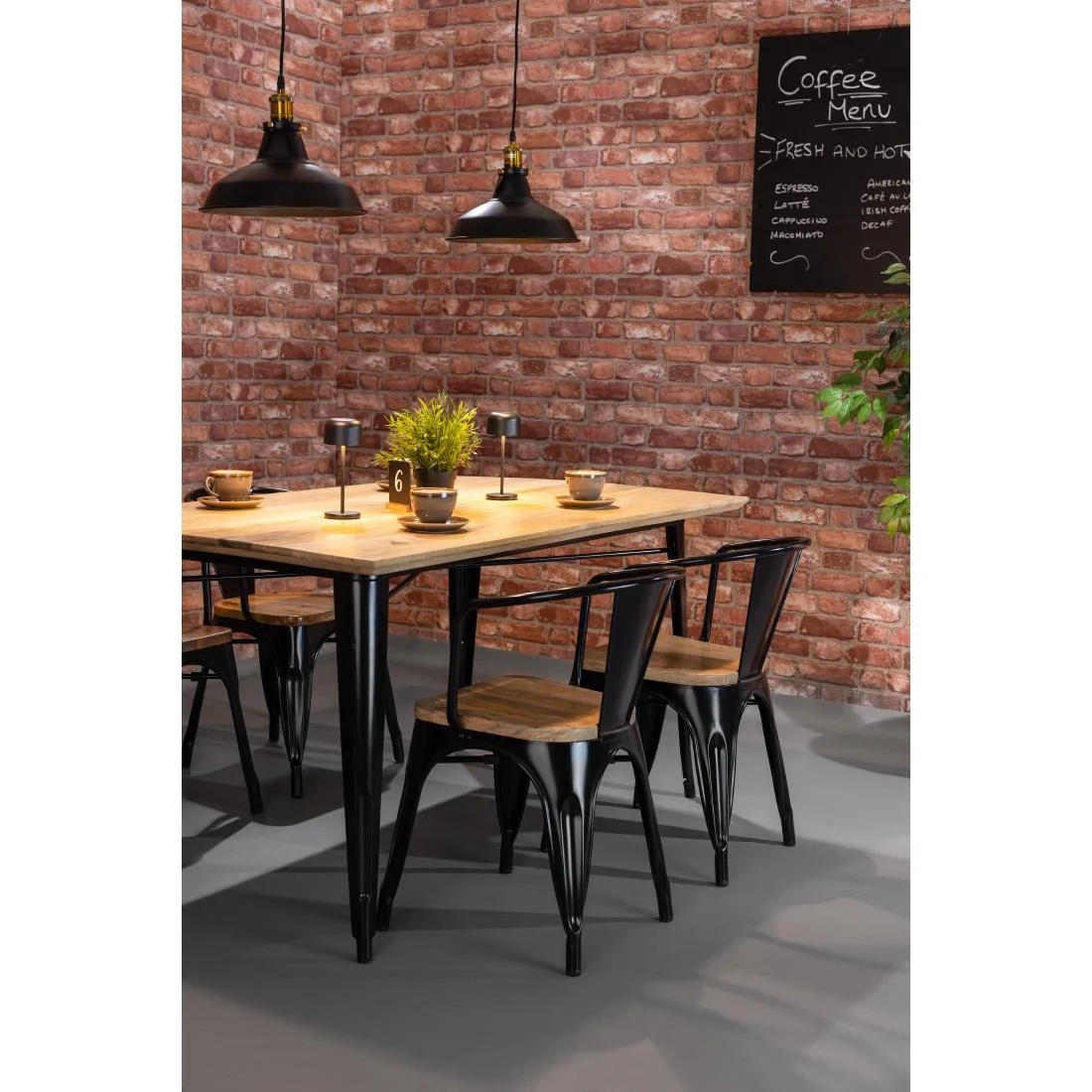 Bolero Bistro Curve Armchairs with Wooden Seat Pad Black (4 Pack) - Image 3