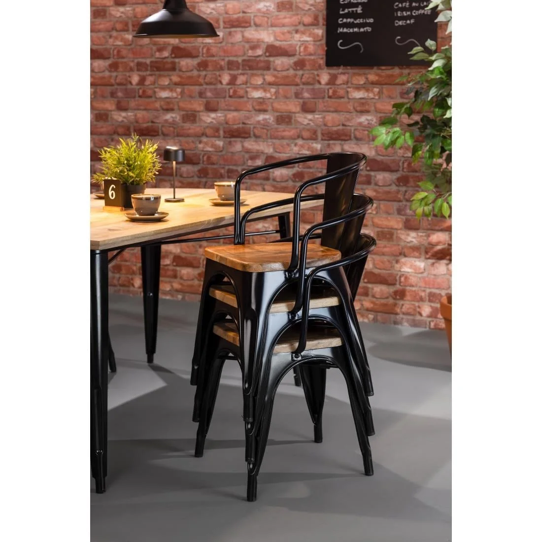 Bolero Bistro Dining Table Mango Wood Top Black Frame 1450mm - Image 4