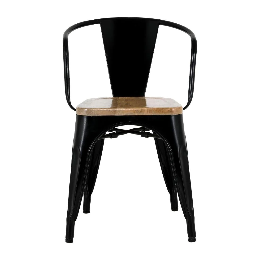 Bolero Bistro Curve Armchairs with Wooden Seat Pad Black (4 Pack) - Image 2