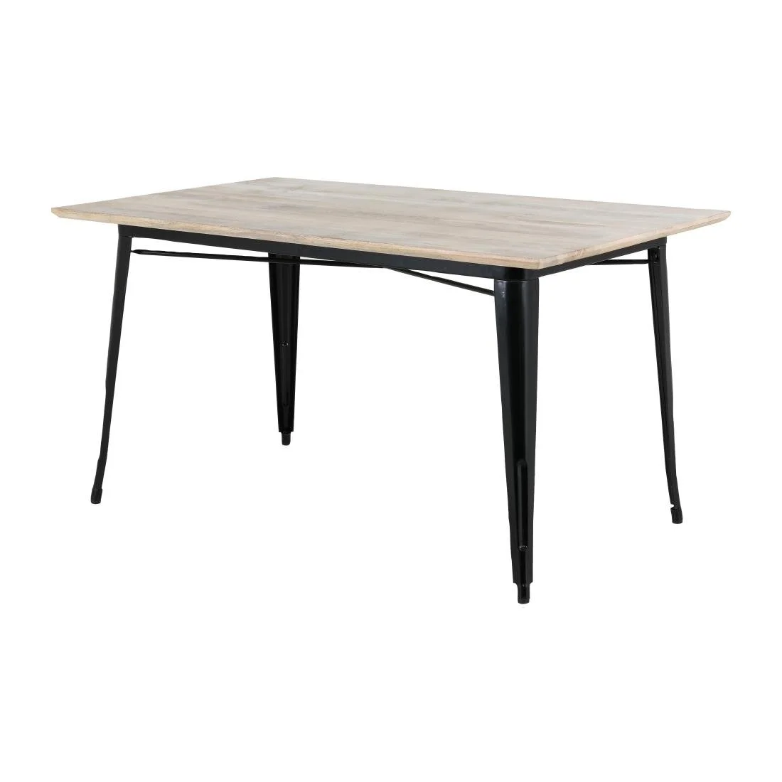 Bolero Bistro Dining Table Mango Wood Top Black Frame 1450mm