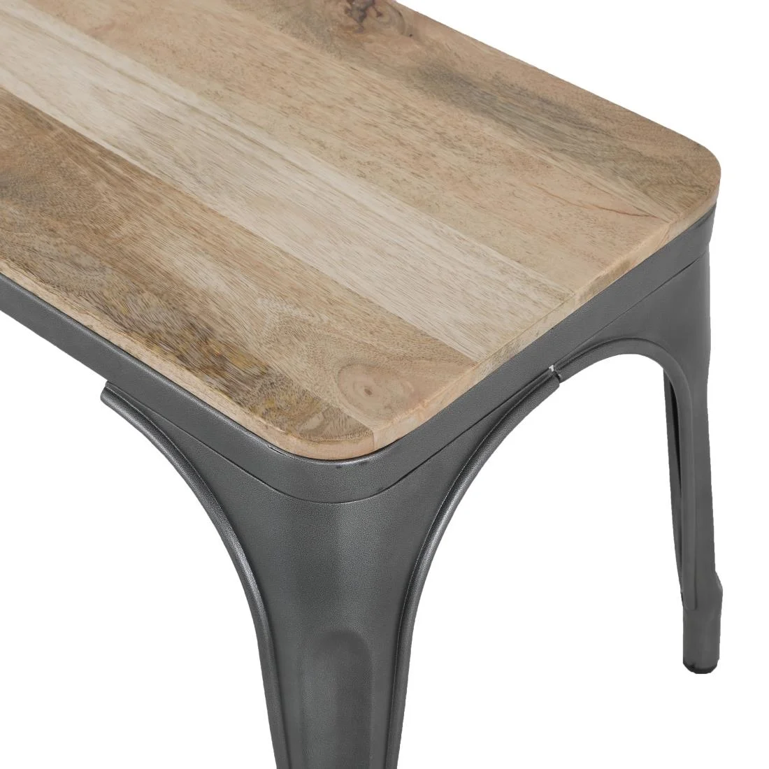 Bolero Bistro Indoor Bench Mango Wood & Gunmetal Frame 1000mm (2 Pack) - Image 6