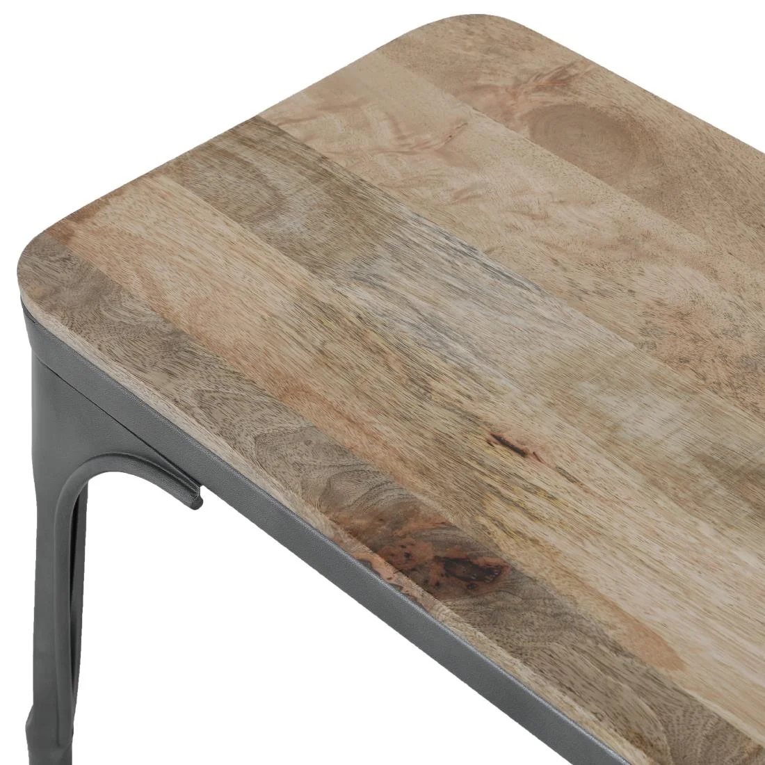 Bolero Bistro Indoor Bench Mango Wood & Gunmetal Frame 1000mm (2 Pack) - Image 7