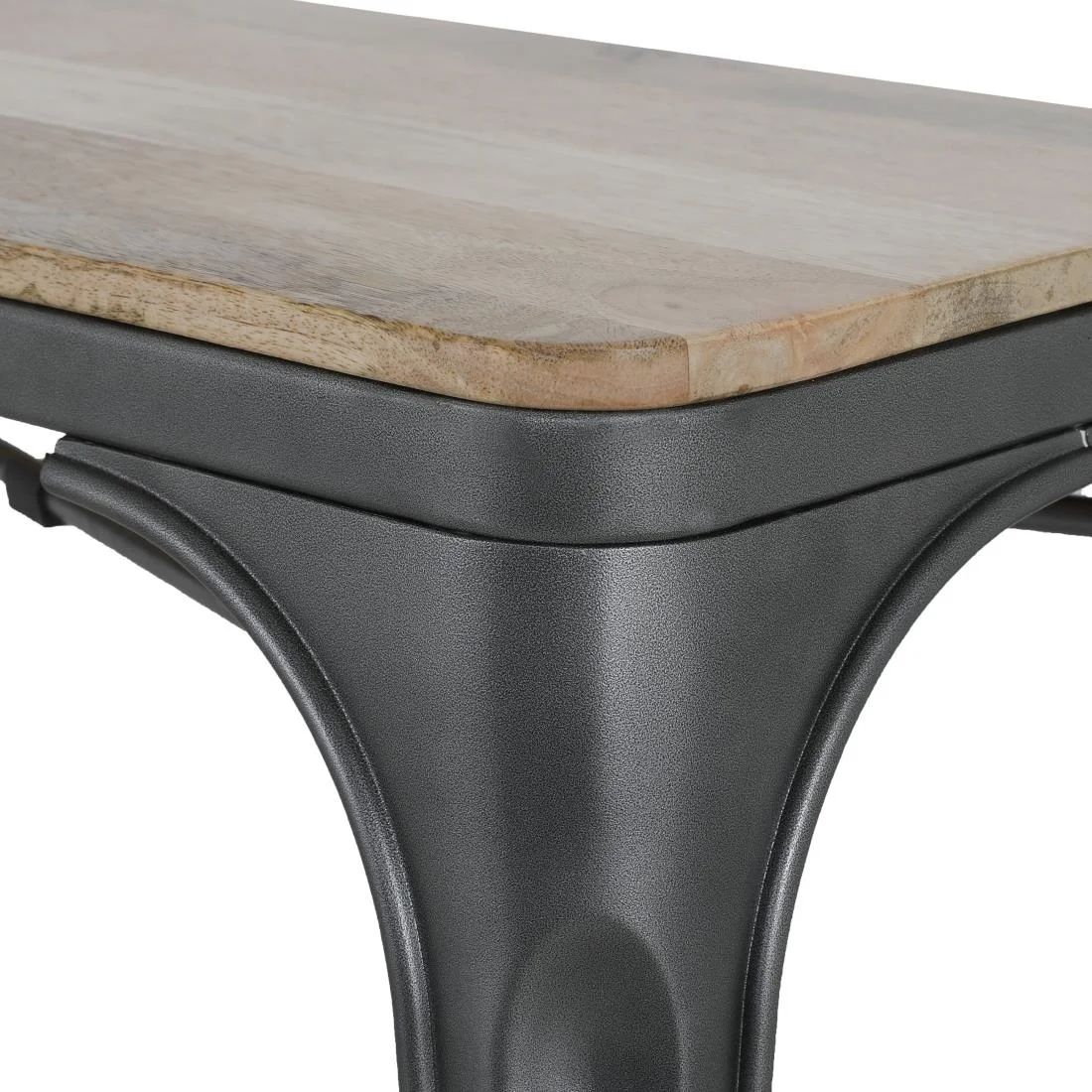 Bolero Bistro Indoor Bench Mango Wood & Gunmetal Frame 1000mm (2 Pack) - Image 9