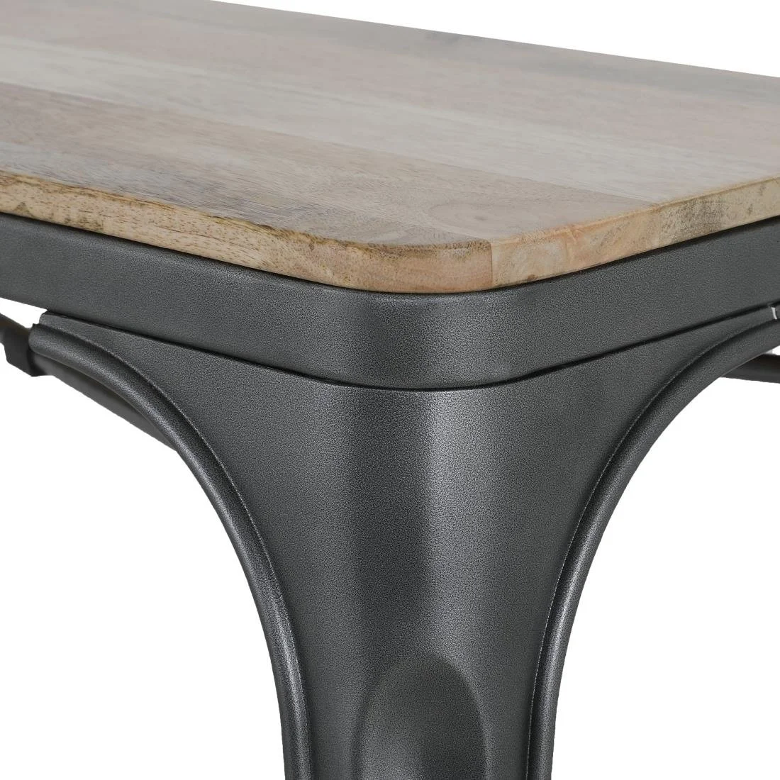 Bolero Bistro Indoor Bench Mango Wood & Gunmetal Frame 1000mm (2 Pack) - Image 6