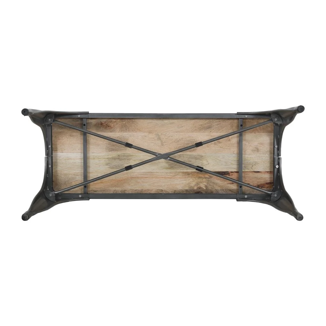 Bolero Bistro Indoor Bench Mango Wood & Gunmetal Frame 1000mm (2 Pack) - Image 11