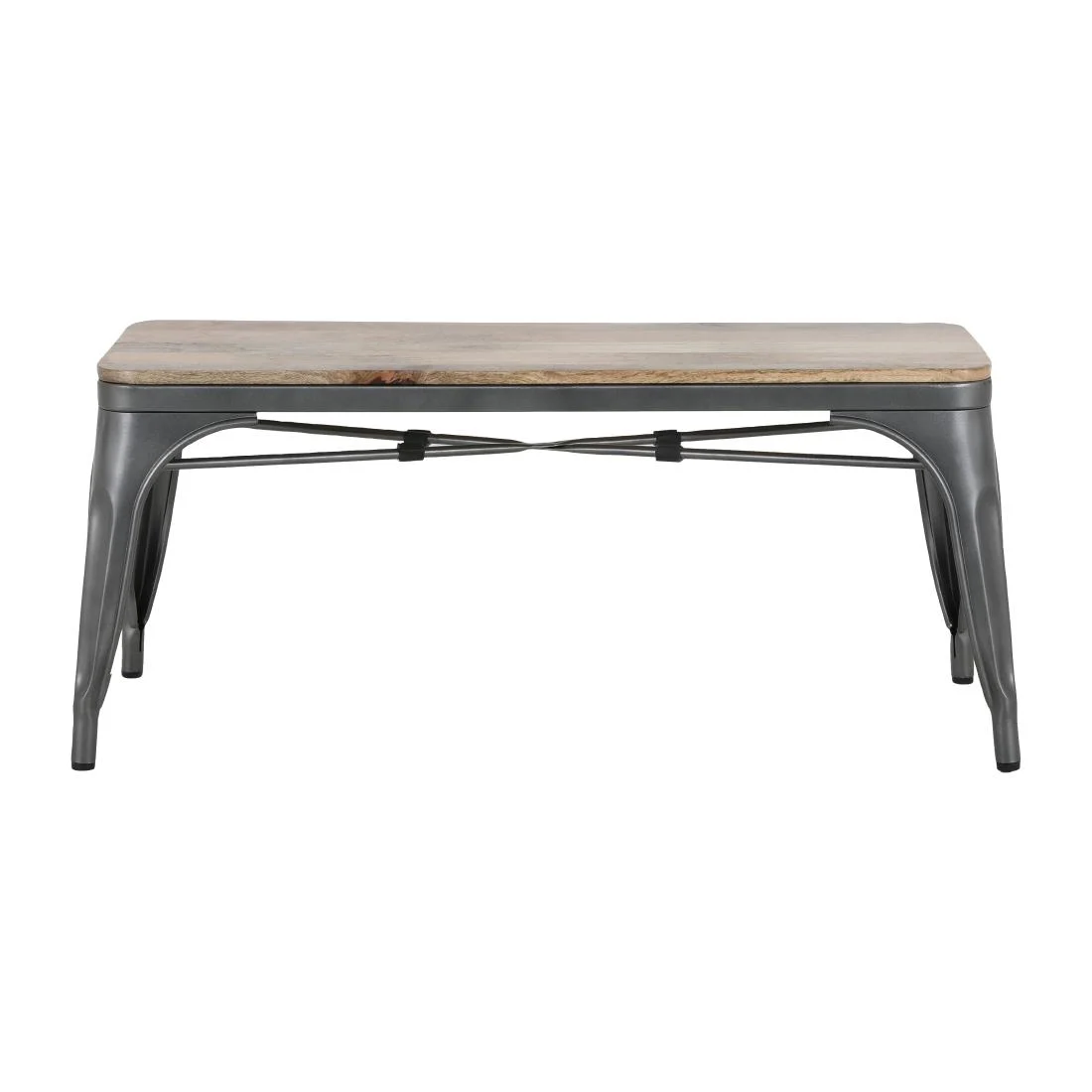 Bolero Bistro Indoor Bench Mango Wood & Gunmetal Frame 1000mm (2 Pack) - Image 5