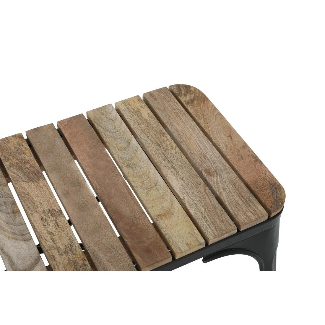 Bolero Bistro Indoor Bench Slatted Mango Wood & Black Frame 850mm (2 Pack) - Image 2