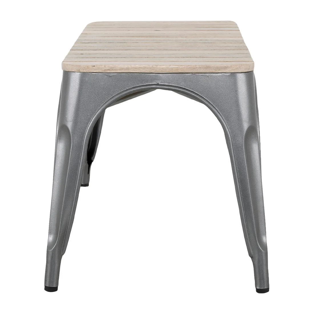 Bolero Bistro Indoor Bench Slatted Mango Wood & Gunmetal Frame 850mm (2 Pack) - Image 6