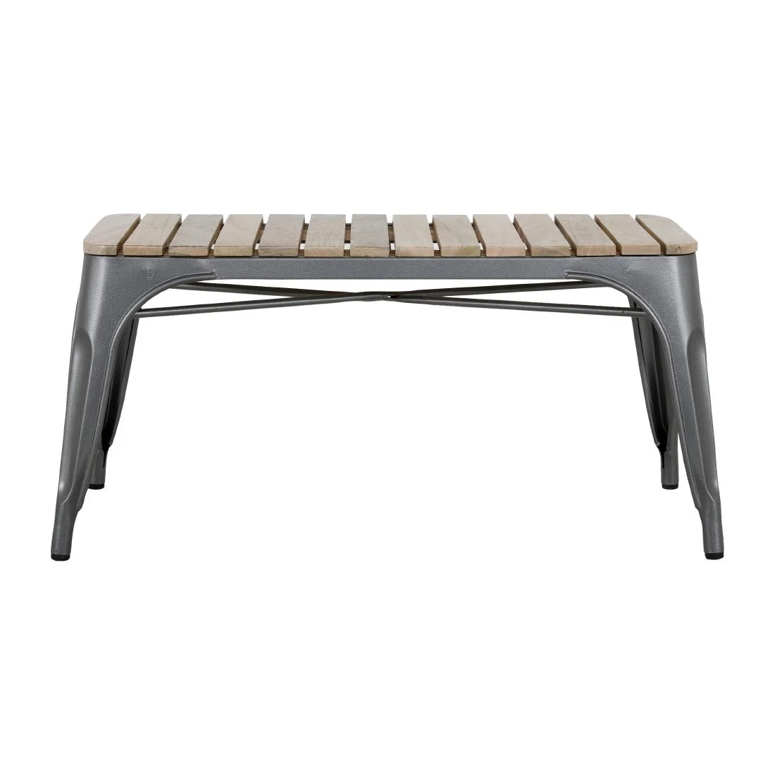 Bolero Bistro Indoor Bench Slatted Mango Wood & Gunmetal Frame 850mm (2 Pack) - Image 5