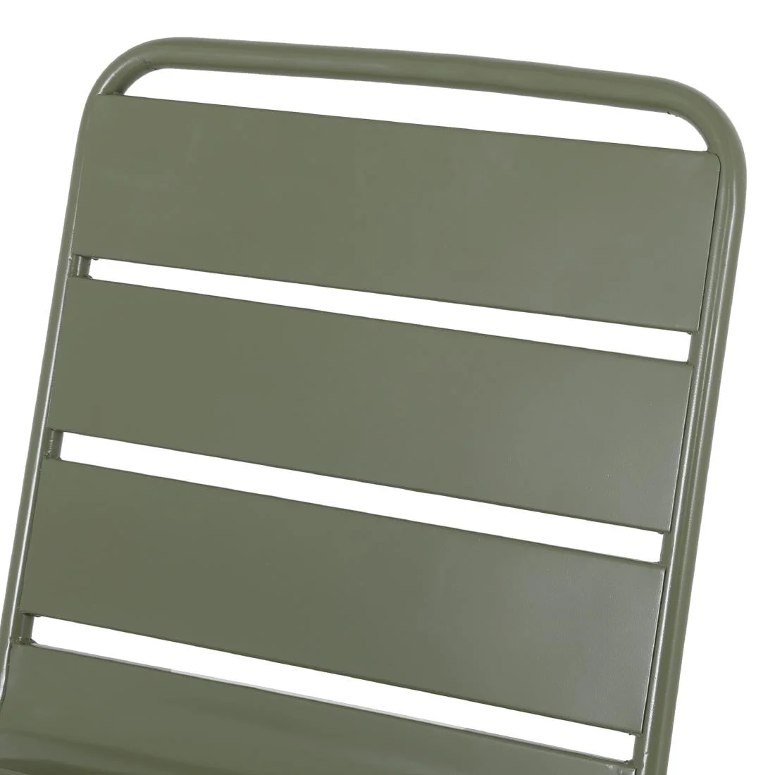 Bolero Amalfi Slatted Steel Side Chairs Olive Green (4 Pack) - Image 3