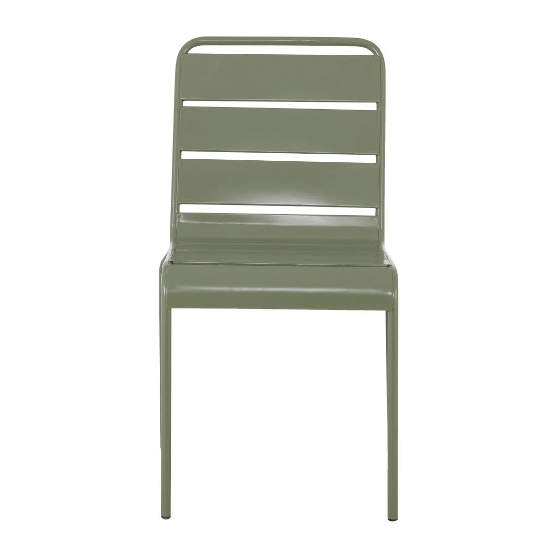 Bolero Amalfi Slatted Steel Side Chairs Olive Green (4 Pack) - Image 2