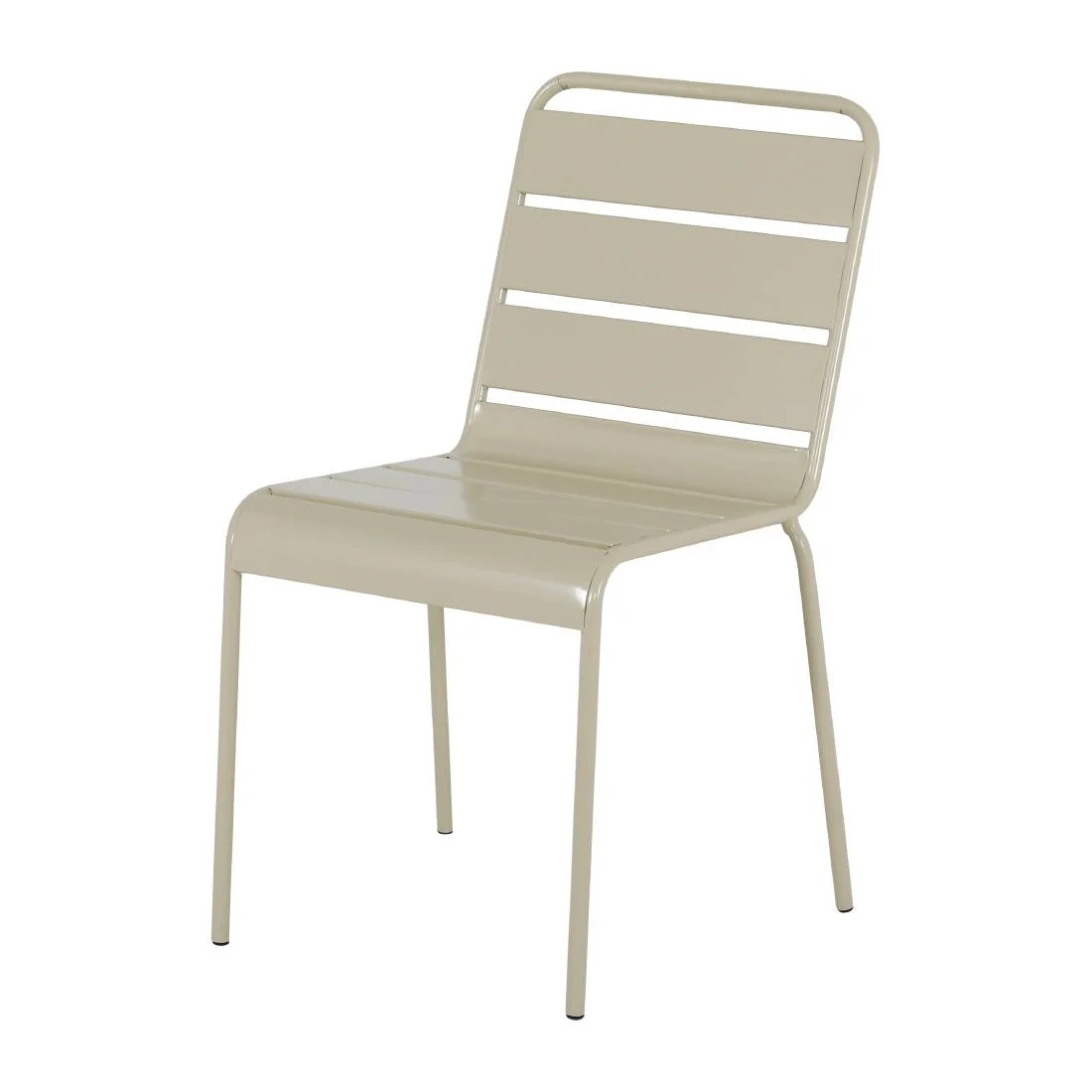 Bolero Amalfi Slatted Steel Side Chairs Taupe (4 Pack) - Image 1