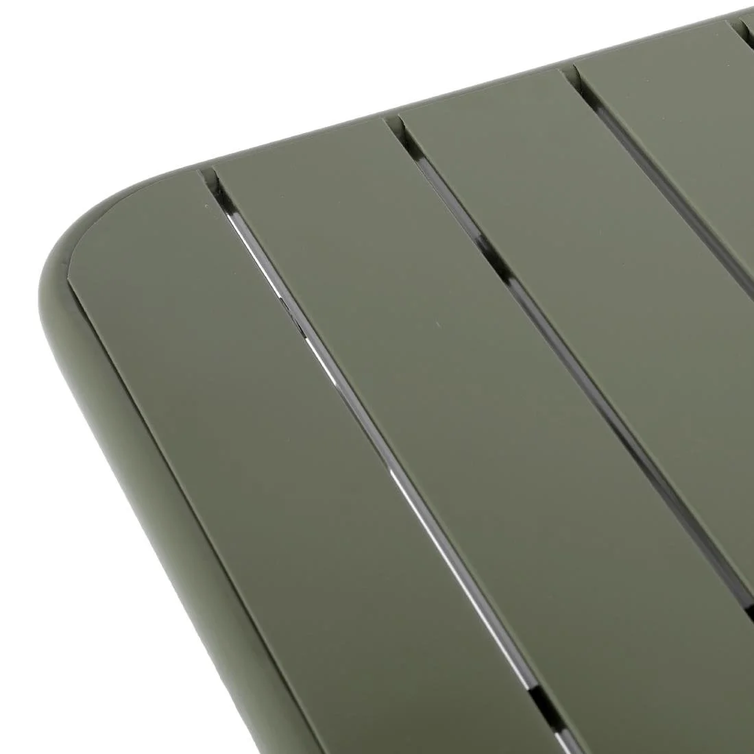 Bolero Amalfi Square Slatted Steel Folding Table Olive Green 700mm - Image 5