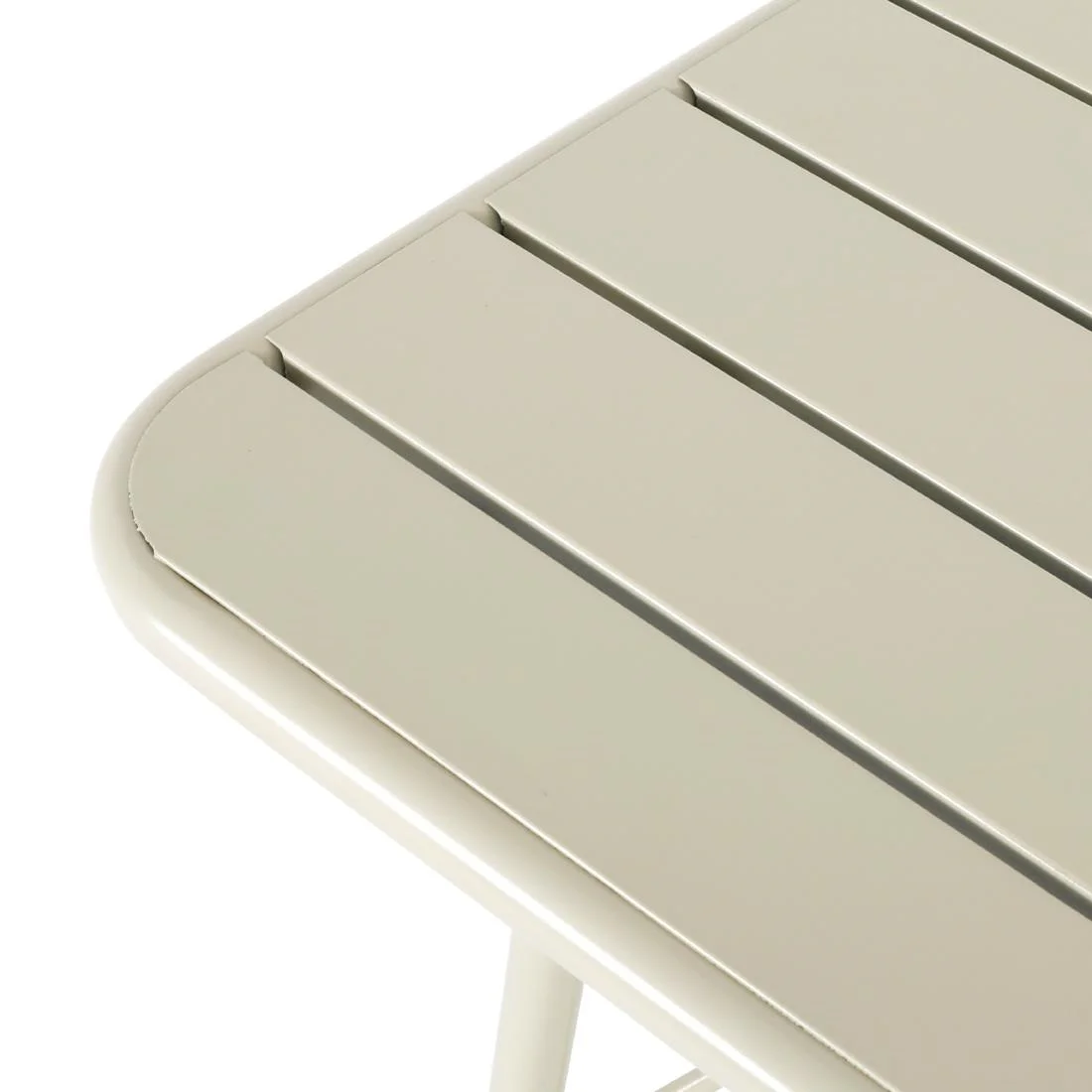Bolero Amalfi Square Slatted Steel Folding Table Taupe 700mm - Image 2