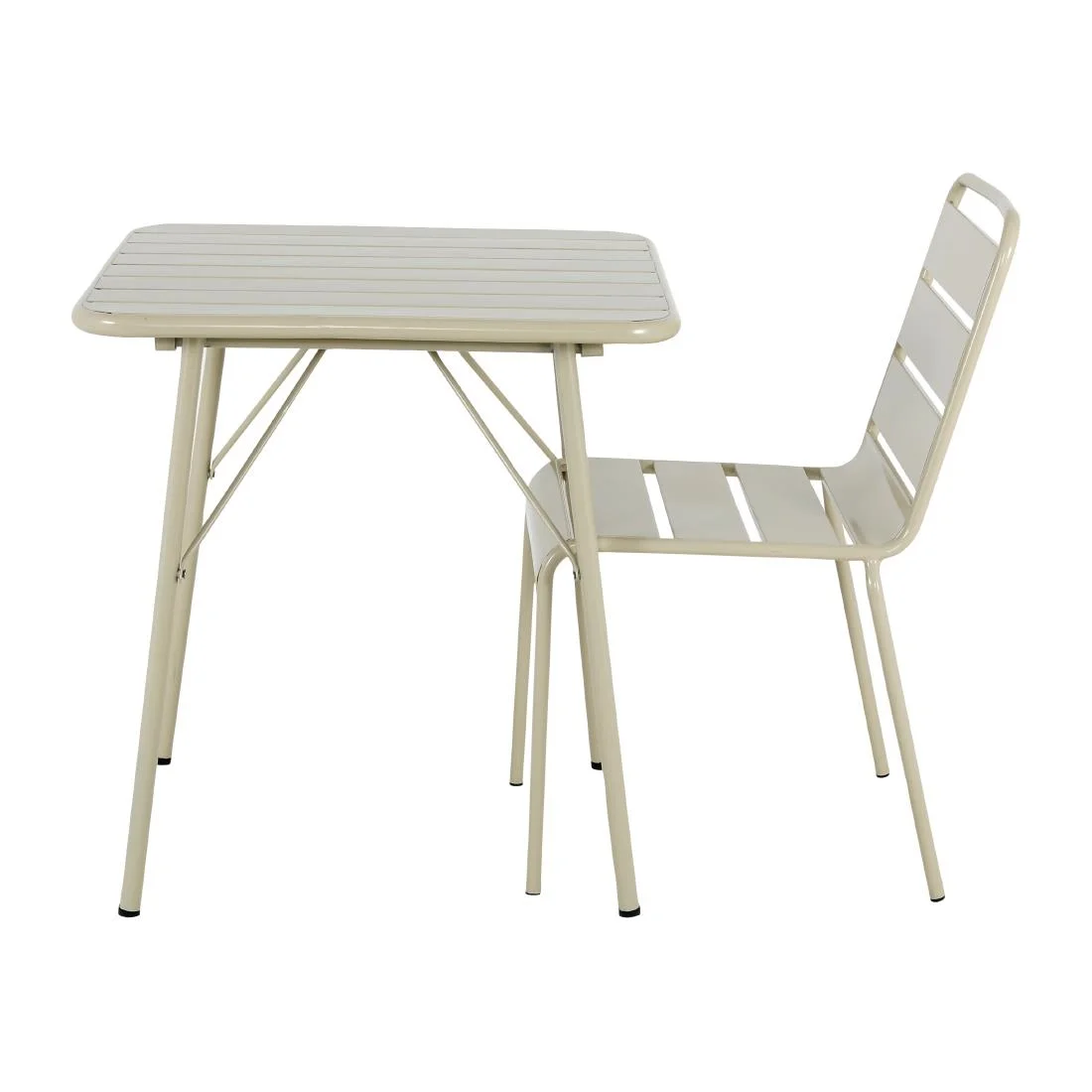 Bolero Amalfi Square Slatted Steel Folding Table Taupe 700mm - Image 5