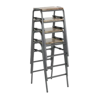 Bolero Cantina Compact Bar Stools with Mango Wood Seat Pad Gunmetal (4 Pack) - Image 2