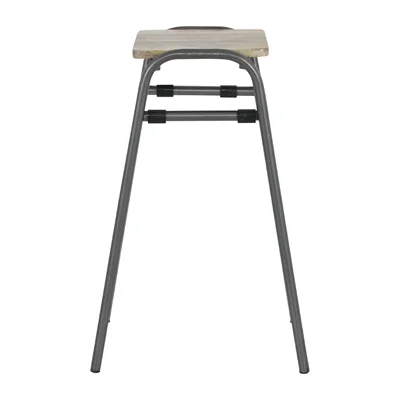 Bolero Cantina Compact Bar Stools with Mango Wood Seat Pad Gunmetal (4 Pack) - Image 5