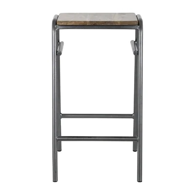 Bolero Cantina Compact Bar Stools with Mango Wood Seat Pad Gunmetal (4 Pack) - Image 1