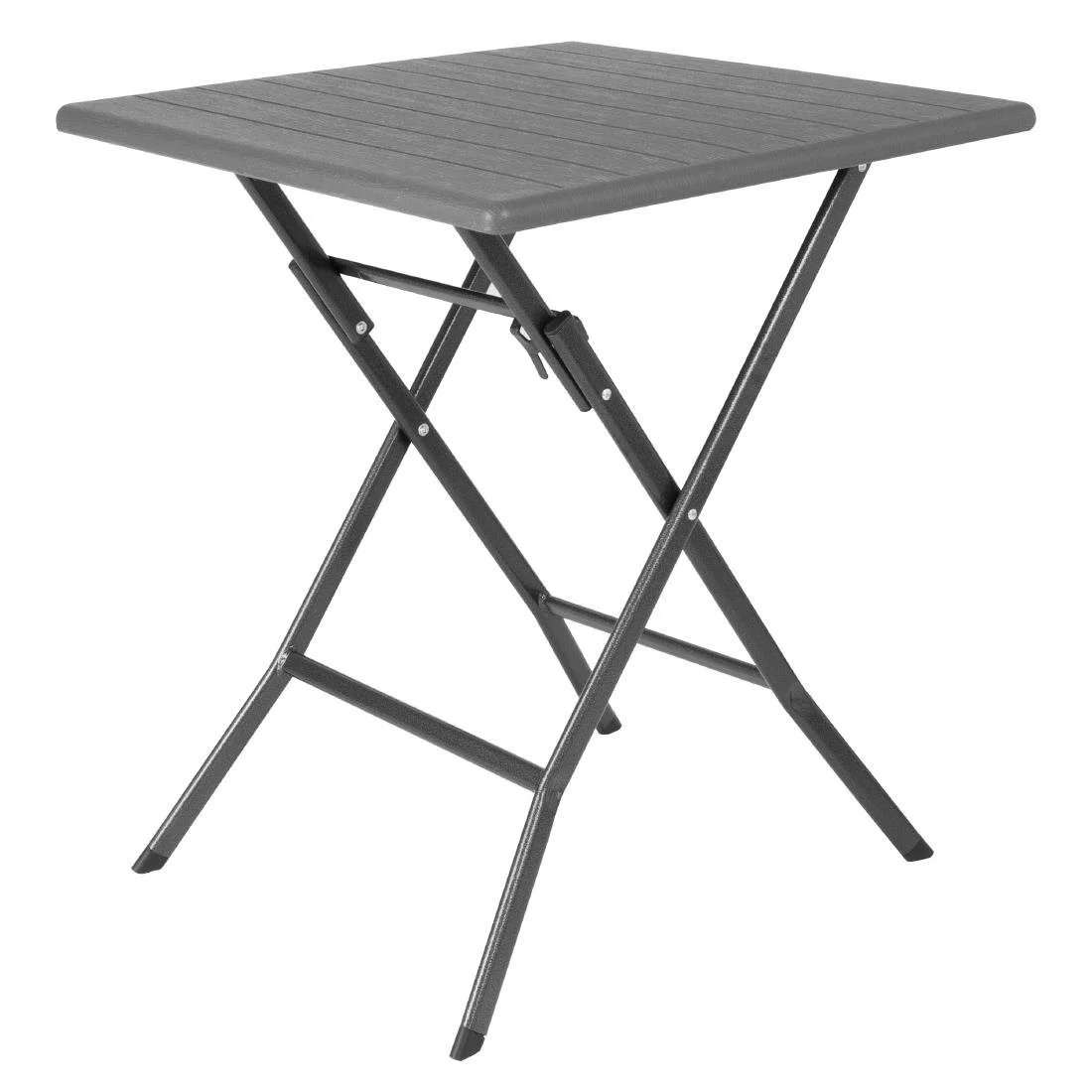 Bolero Square Folding HDPE Table Wood Effect 620mm - Image 1