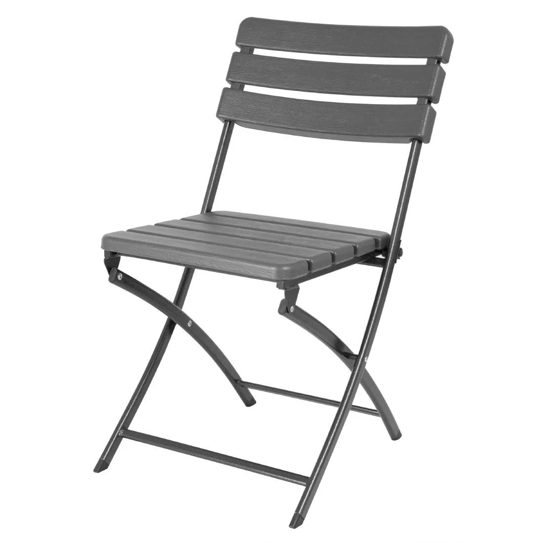 Bolero Folding Chairs Grey Wood Effect (2 Pack) - Image 1