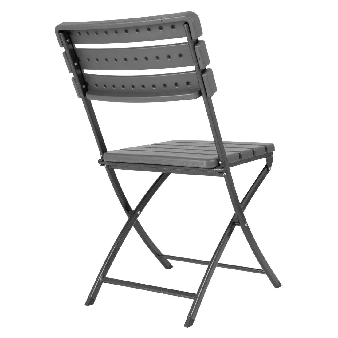 Bolero Folding Chairs Grey Wood Effect (2 Pack) - Image 3
