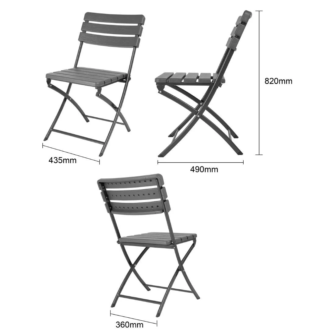Bolero Folding Chairs Grey Wood Effect (2 Pack) - Image 7