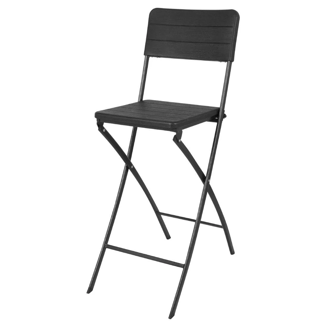 Bolero Folding Bar Chairs Black Wood-Effect (2 Pack) - Image 1