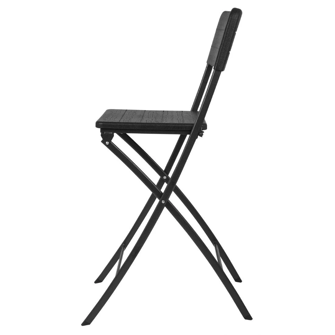 Bolero Folding Bar Chairs Black Wood-Effect (2 Pack) - Image 2