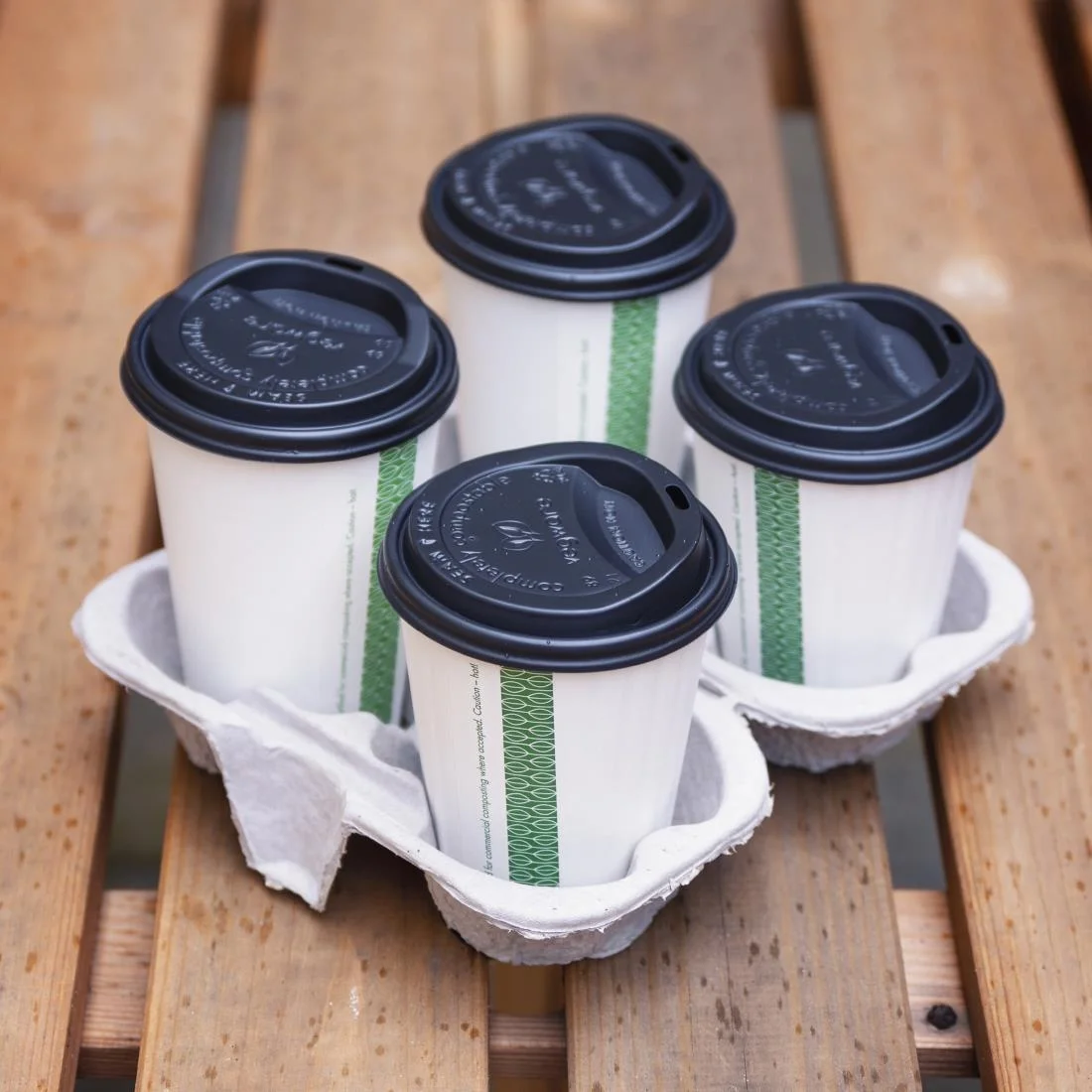 Vegware Moulded Pulp Fibre Splitable 4-Cup Carry Trays (160 Pack) - Image 4