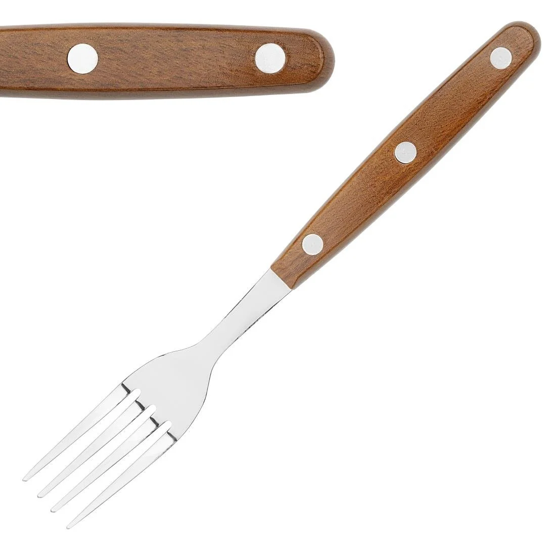 Olympia Steak Forks with Wood Effect Handles (12 Pack)