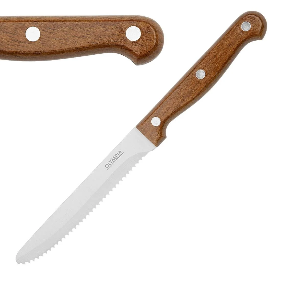 Olympia Rounded Steak Knives with Wood Effect Handles (12 Pack)