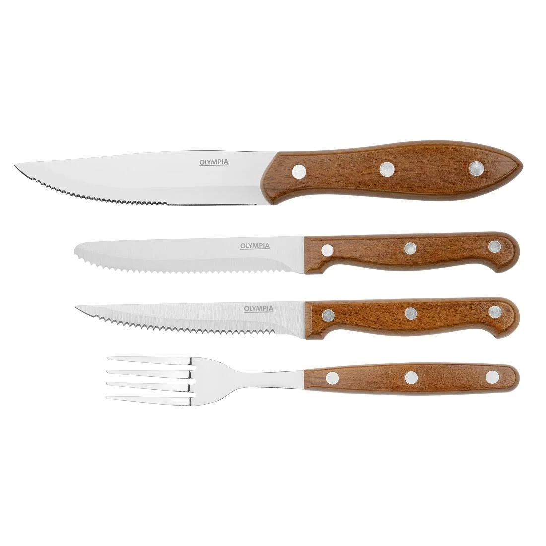 Olympia Rounded Steak Knives with Wood Effect Handles (12 Pack) - Image 4