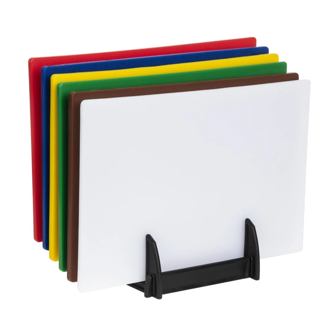 Hygiplas Standard Low Density Chopping Board Set with Rack