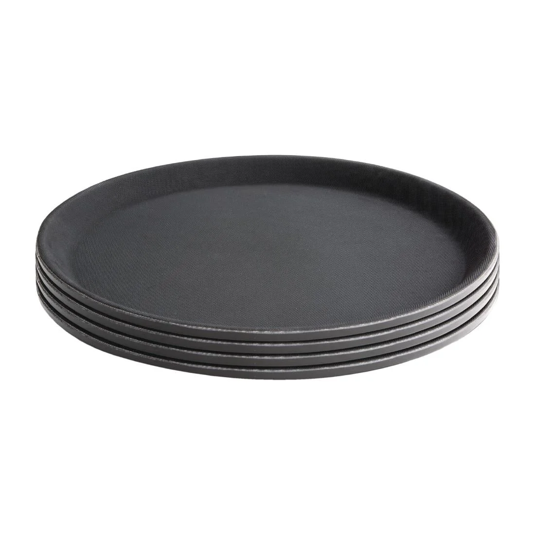 Kristallon Plastic Round Anti Slip Tray Black 14 in - Image 4
