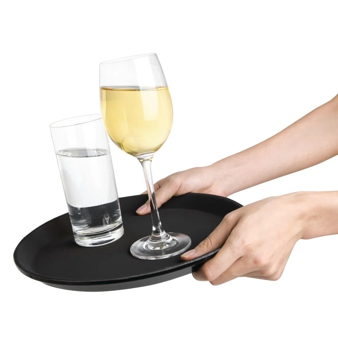 Kristallon Plastic Round Anti Slip Tray Black 14 in - Image 7