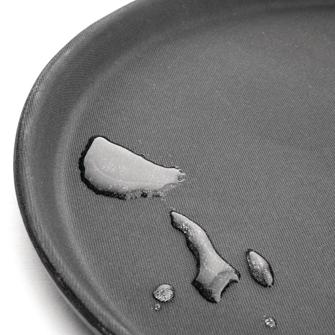 Kristallon Fibreglass Round Non Slip Tray Black 14 in