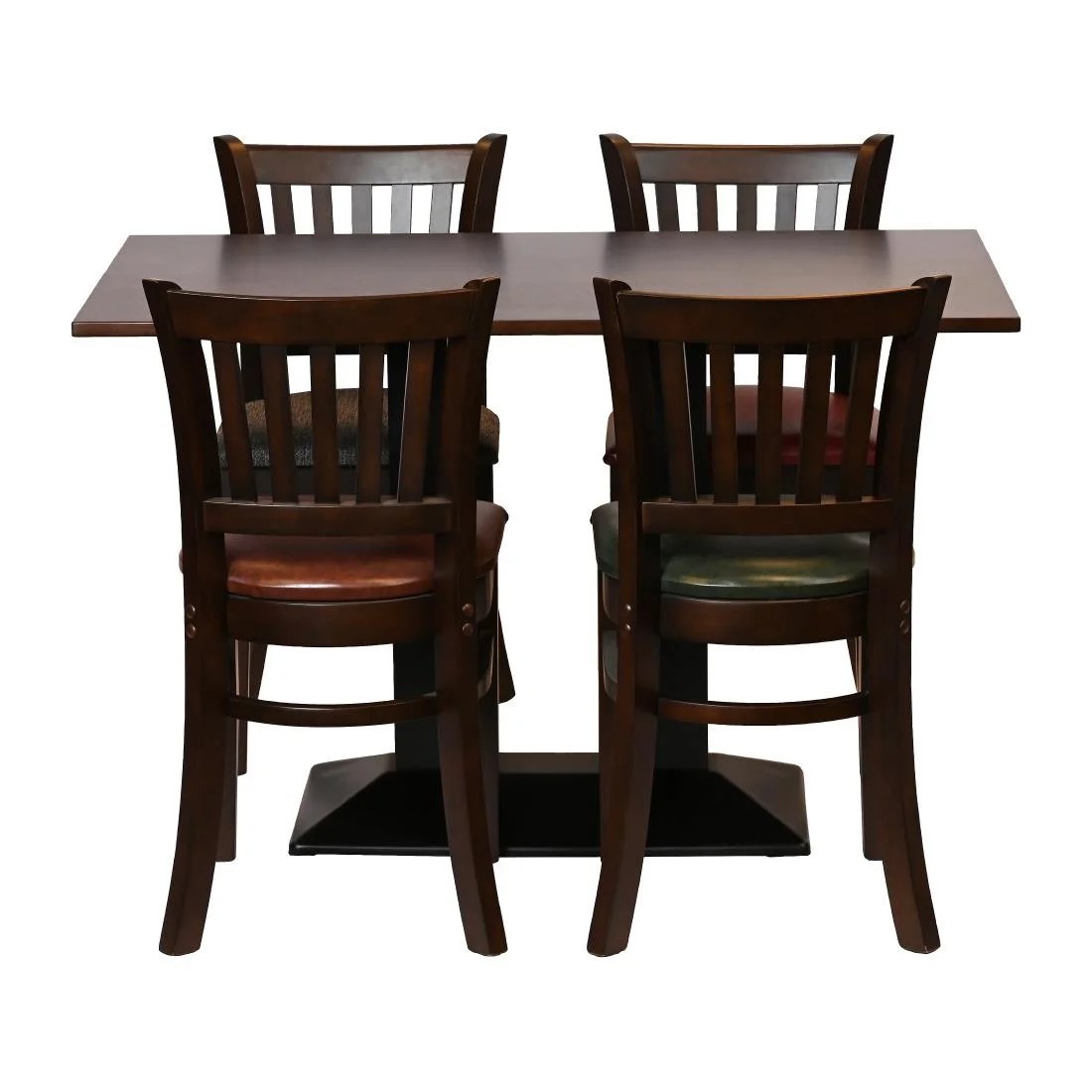 Turin Dining Table with 4 Manhattan Chairs in Dark Walnut with Bison Tan