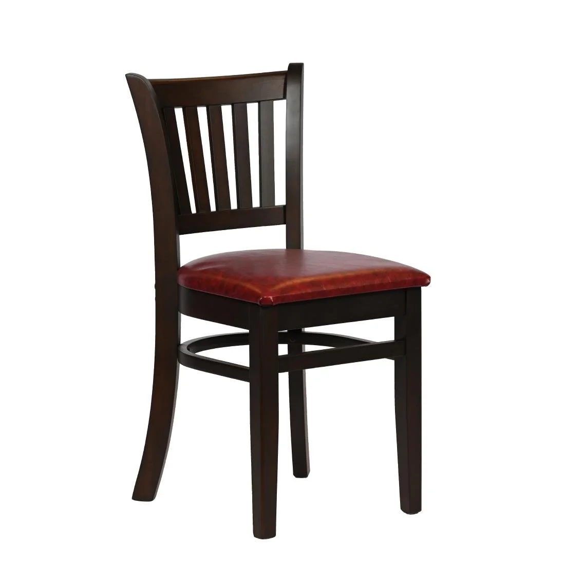 Turin Dining Table with 4 Manhattan Chairs in Dark Walnut with Bison Bordeaux - Image 1